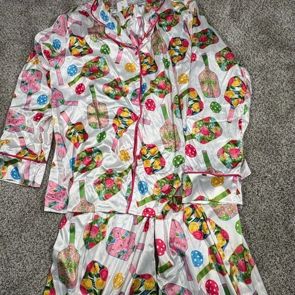 Vibrant Multicolor Women's Pickleball Pajama Set - Picture 3 of 5